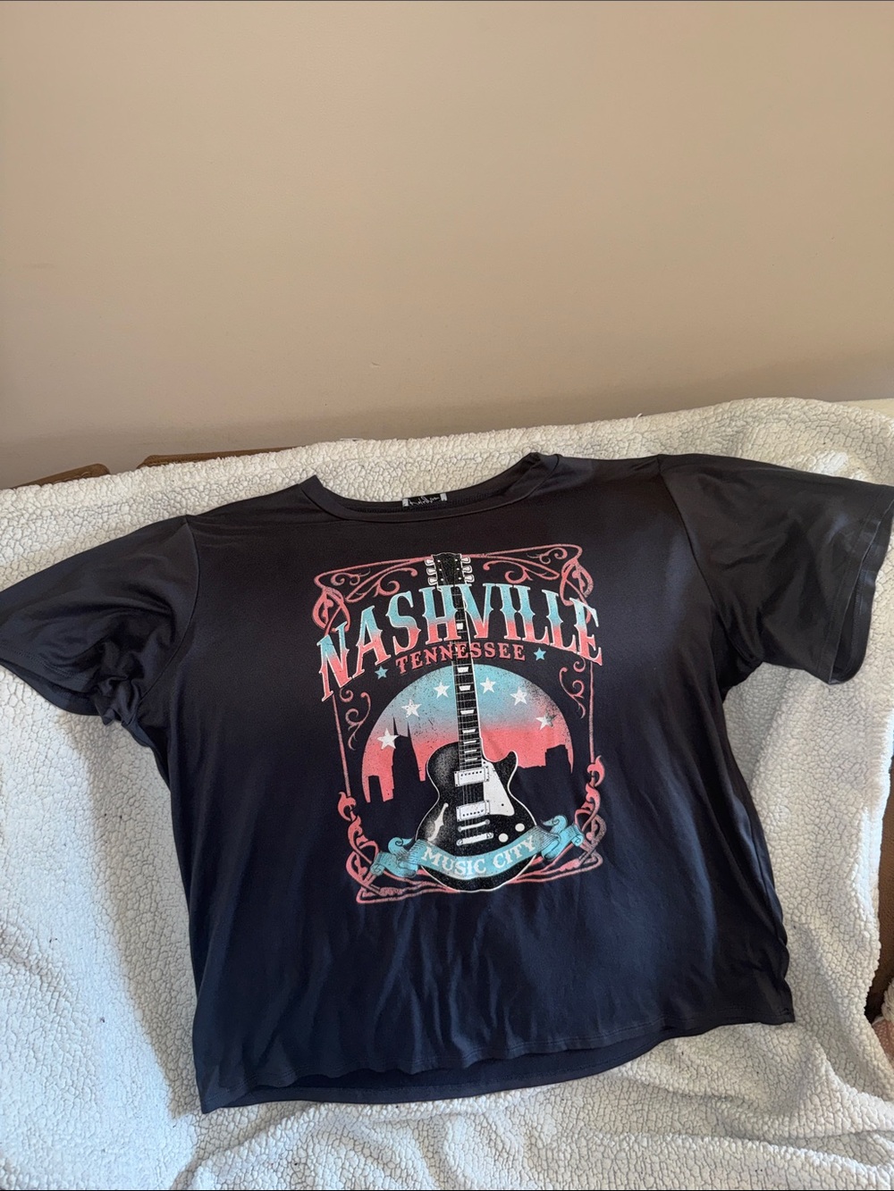 Polagram Black Nashville Graphic Tee with Pastel Accent Print